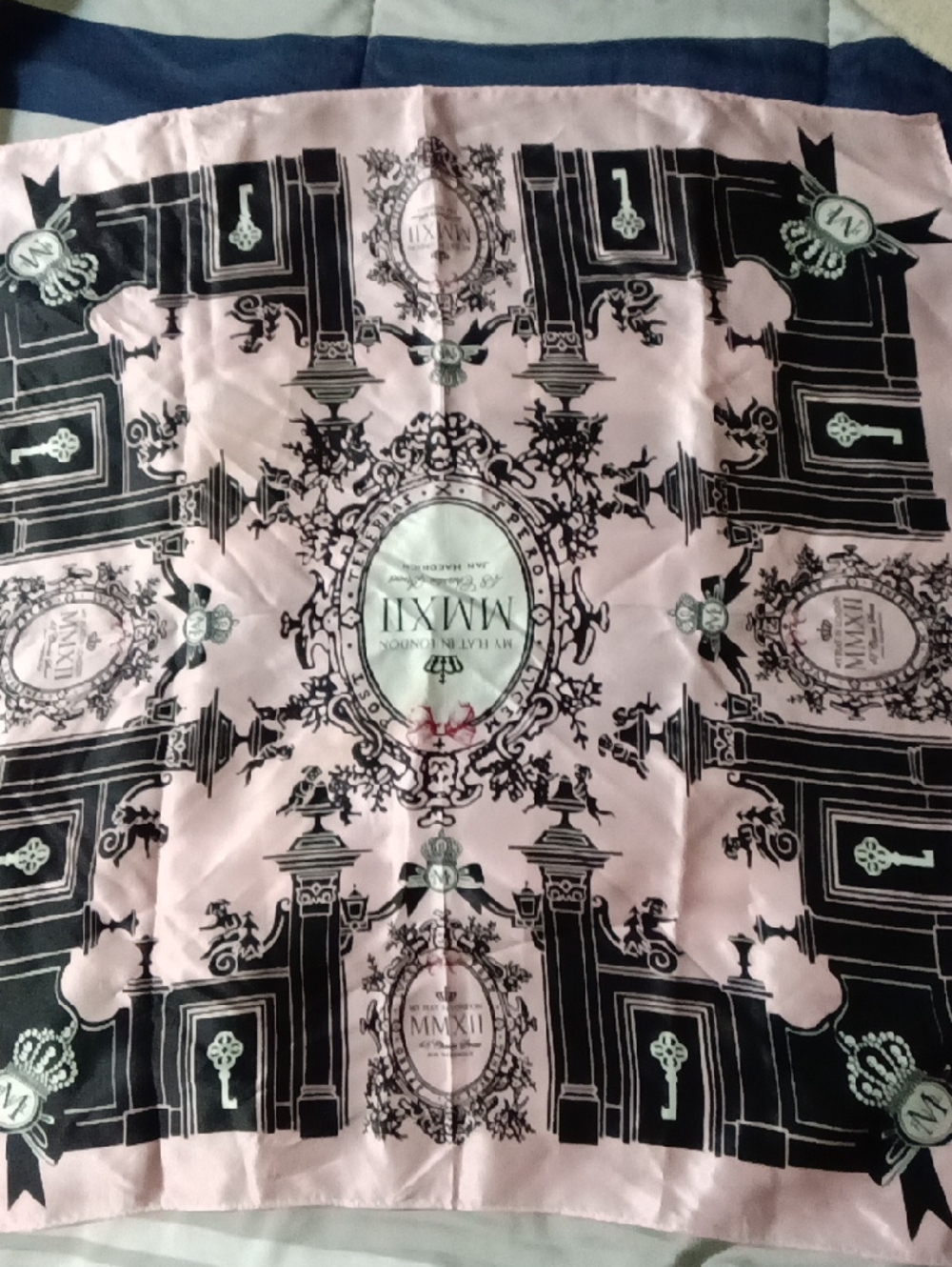 My Flat in London Pink and Black Decorative Silk Scarf
